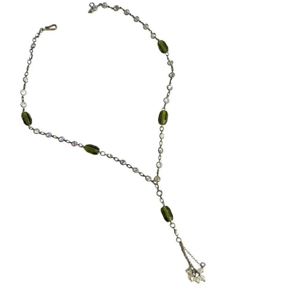 Green and clear Swarovski crystal Y Drop Necklace - Picture 8 of 10